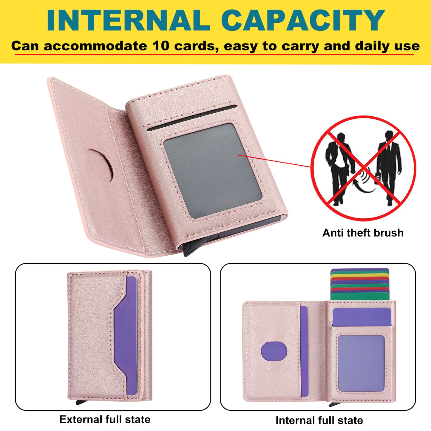 RFID Blocking Phone Case for Samsung Galaxy A54 5G , Kickstand Cover with Detachable Pop-Up Card Holder