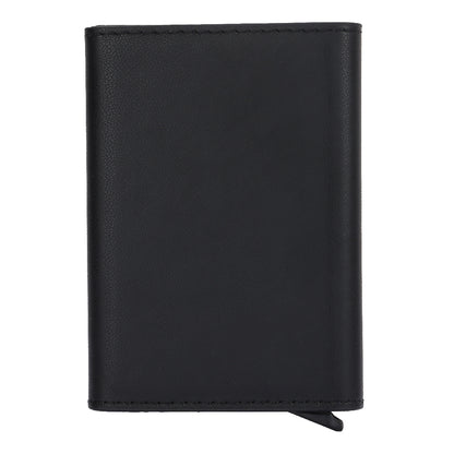 RFID Blocking Automatic Pop Up Card Case PU Leather + Metal Credit Card Holder Purse Wallet