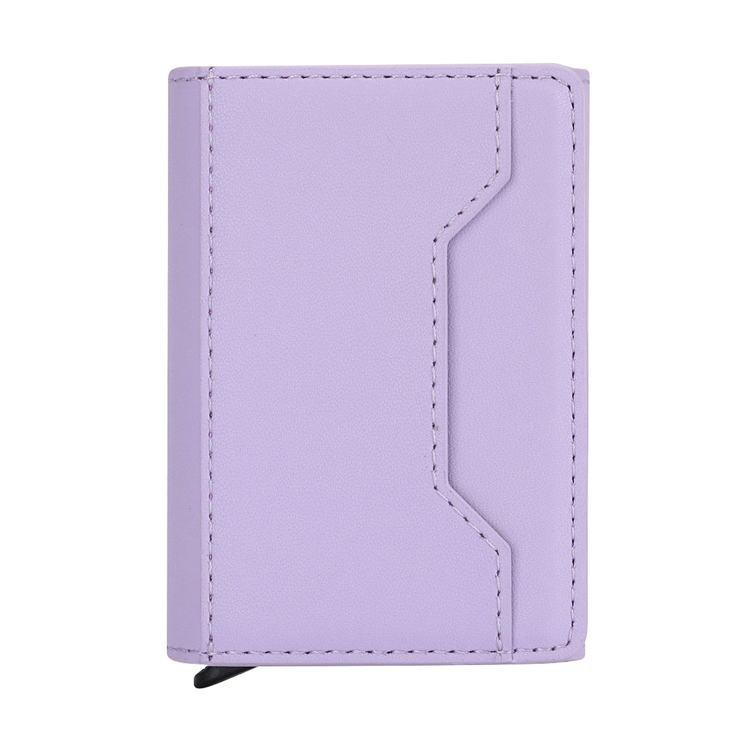 RFID Blocking Automatic Pop Up Card Case PU Leather + Metal Credit Card Holder Purse Wallet