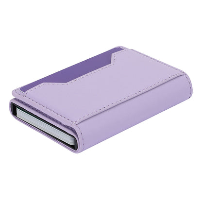 RFID Blocking Automatic Pop Up Card Case PU Leather + Metal Credit Card Holder Purse Wallet