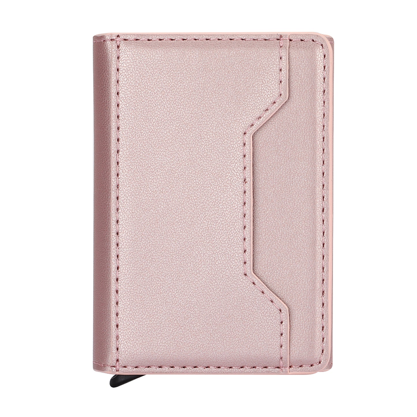 RFID Blocking Automatic Pop Up Card Case PU Leather + Metal Credit Card Holder Purse Wallet