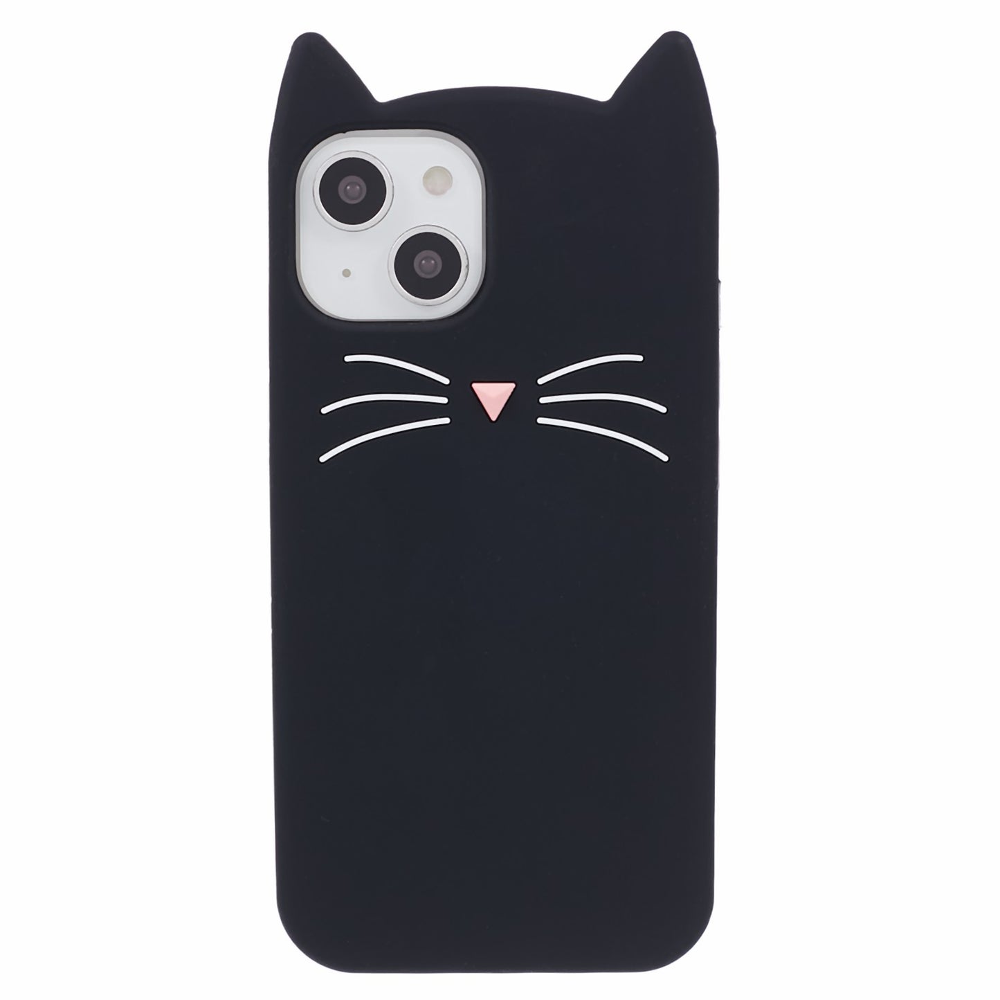 For iPhone 14 Plus Soft Silicone Phone Case 3D Moustache Cat Shockproof Phone Cover