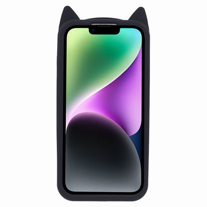 For iPhone 14 Plus Soft Silicone Phone Case 3D Moustache Cat Shockproof Phone Cover