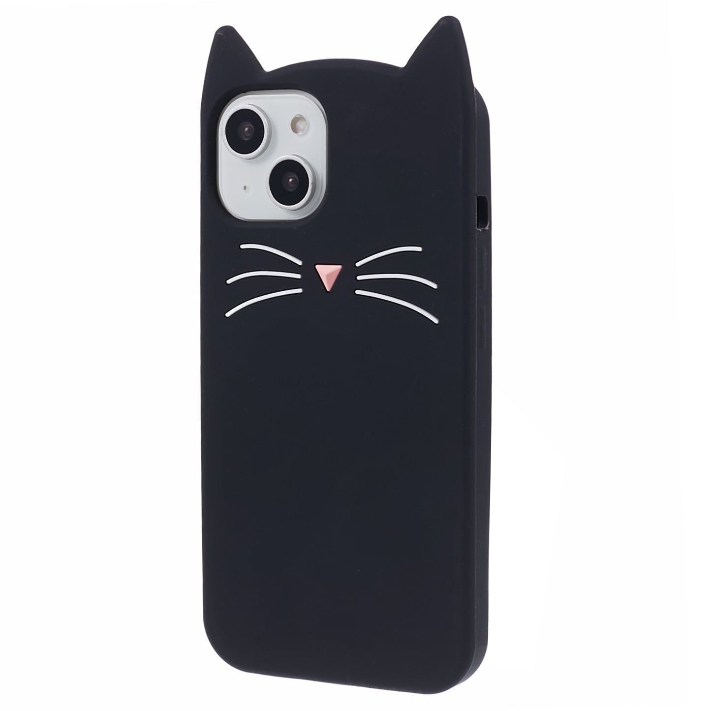 For iPhone 14 Plus Soft Silicone Phone Case 3D Moustache Cat Shockproof Phone Cover