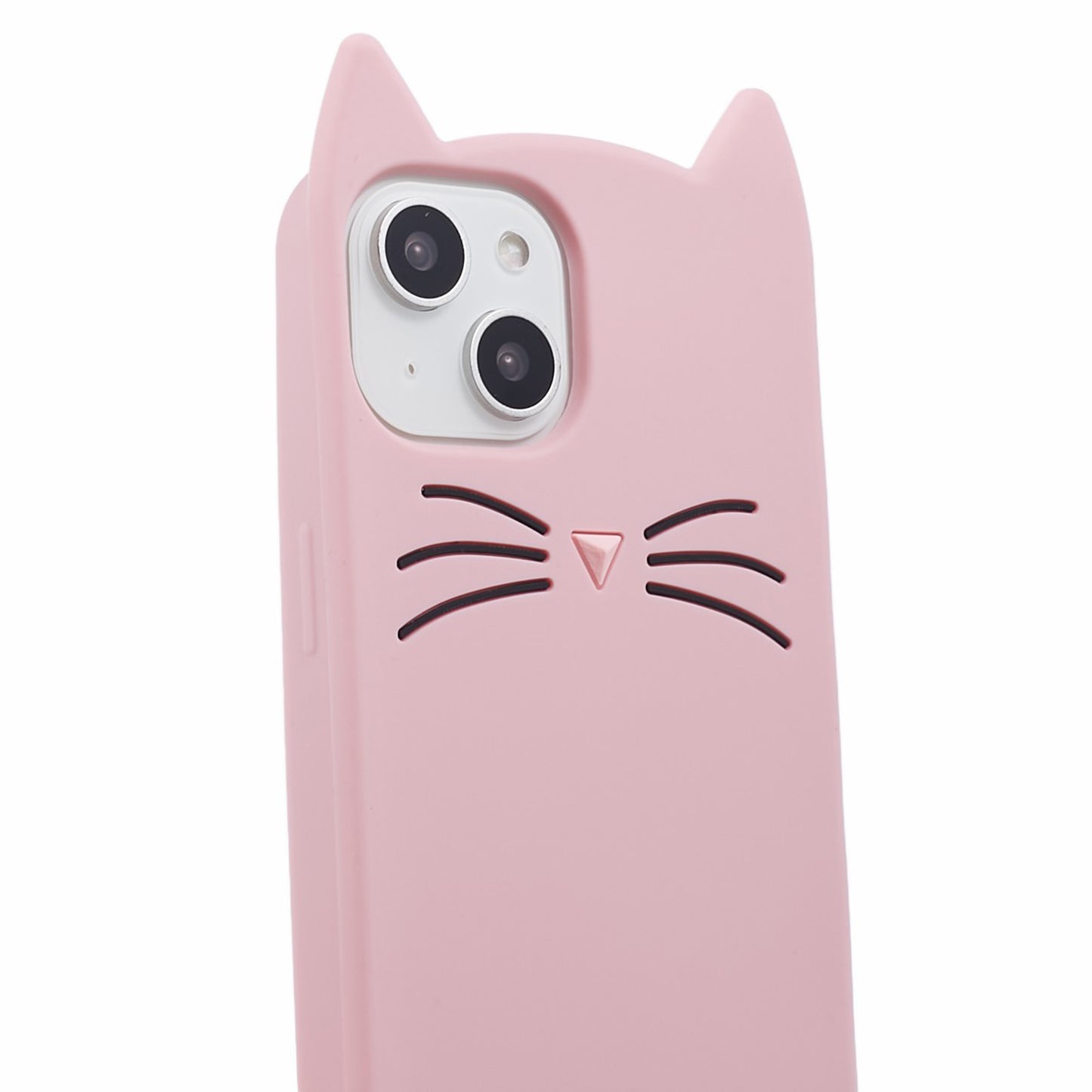 For iPhone 14 Plus Soft Silicone Phone Case 3D Moustache Cat Shockproof Phone Cover