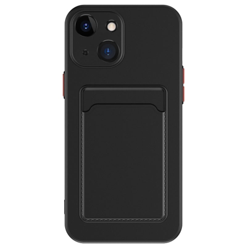 Anti-Drop Phone Case for iPhone 15 Pure Color Soft TPU Phone Cover with Card Holder