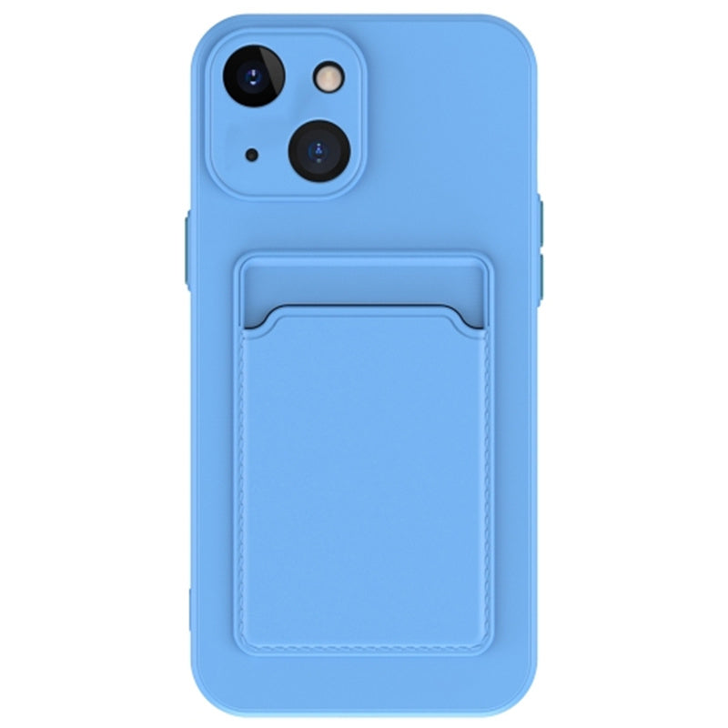 Anti-Drop Phone Case for iPhone 15 Pure Color Soft TPU Phone Cover with Card Holder