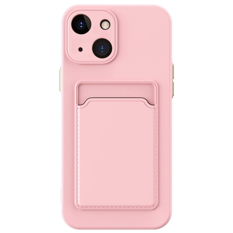Anti-Drop Phone Case for iPhone 15 Pure Color Soft TPU Phone Cover with Card Holder