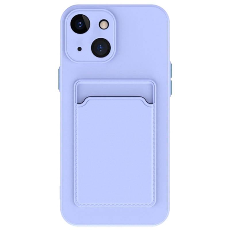 Anti-Drop Phone Case for iPhone 15 Pure Color Soft TPU Phone Cover with Card Holder