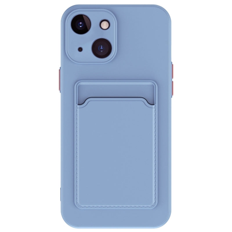 Anti-Drop Phone Case for iPhone 15 Pure Color Soft TPU Phone Cover with Card Holder