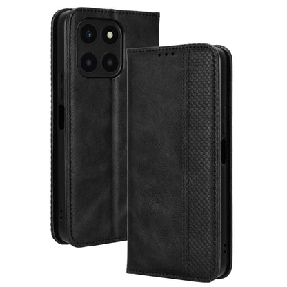 For Honor X6a 4G Retro Leather Wallet Case Magnetic Closing Anti-fall Stand Phone Cover