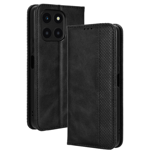 For Honor X6a 4G Retro Leather Wallet Case Magnetic Closing Anti-fall Stand Phone Cover