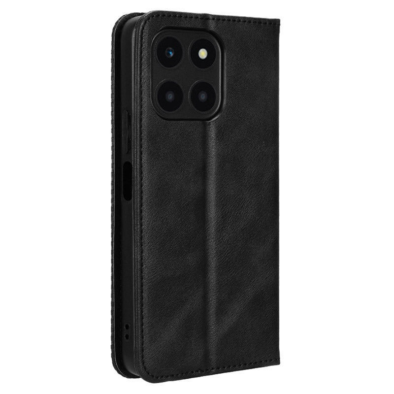 For Honor X6a 4G Retro Leather Wallet Case Magnetic Closing Anti-fall Stand Phone Cover