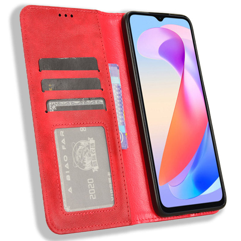 For Honor X6a 4G Retro Leather Wallet Case Magnetic Closing Anti-fall Stand Phone Cover