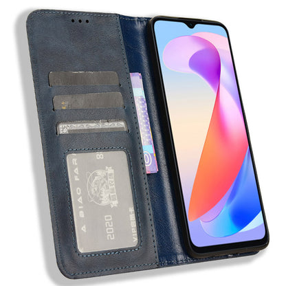 For Honor X6a 4G Retro Leather Wallet Case Magnetic Closing Anti-fall Stand Phone Cover