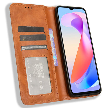 For Honor X6a 4G Retro Leather Wallet Case Magnetic Closing Anti-fall Stand Phone Cover