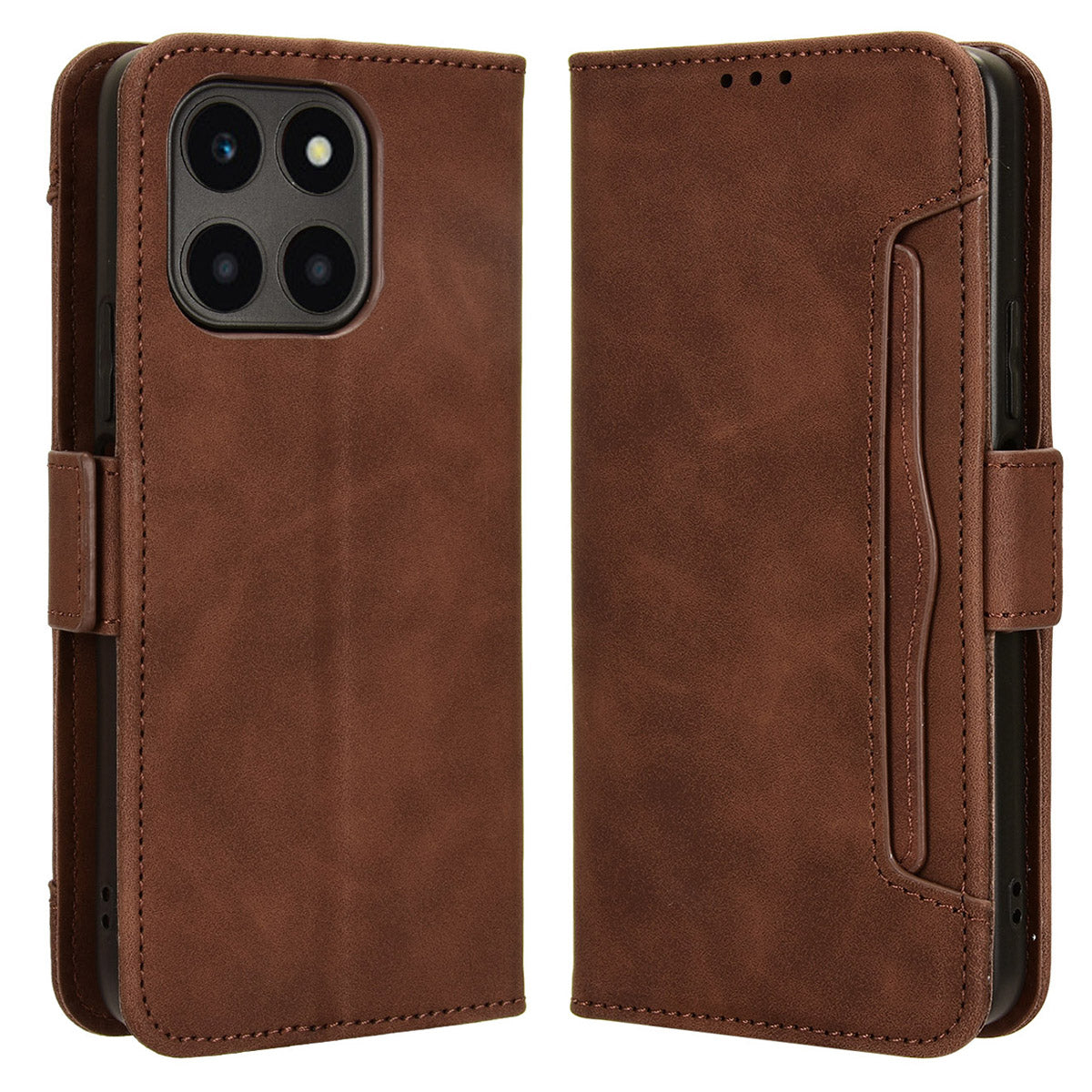 For Honor X6a 4G Multiple Card Slots Leather Phone Case Drop-proof Wallet Stand Cover
