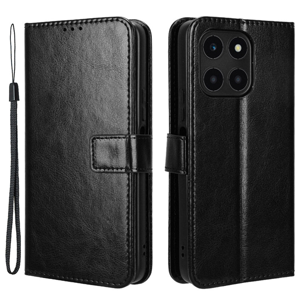 For Honor X6a 4G PU Leather Protective Case Crazy Horse Texture Phone Wallet Cover