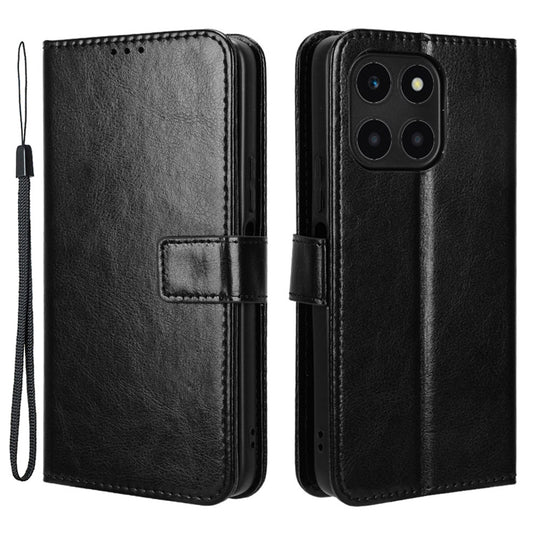 For Honor X6a 4G PU Leather Protective Case Crazy Horse Texture Phone Wallet Cover