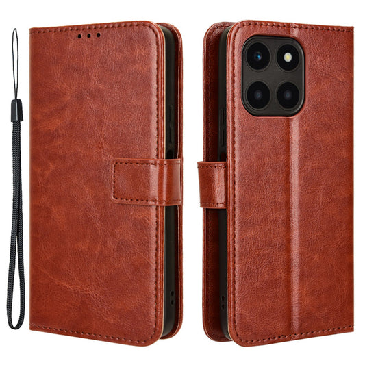 For Honor X6a 4G PU Leather Protective Case Crazy Horse Texture Phone Wallet Cover