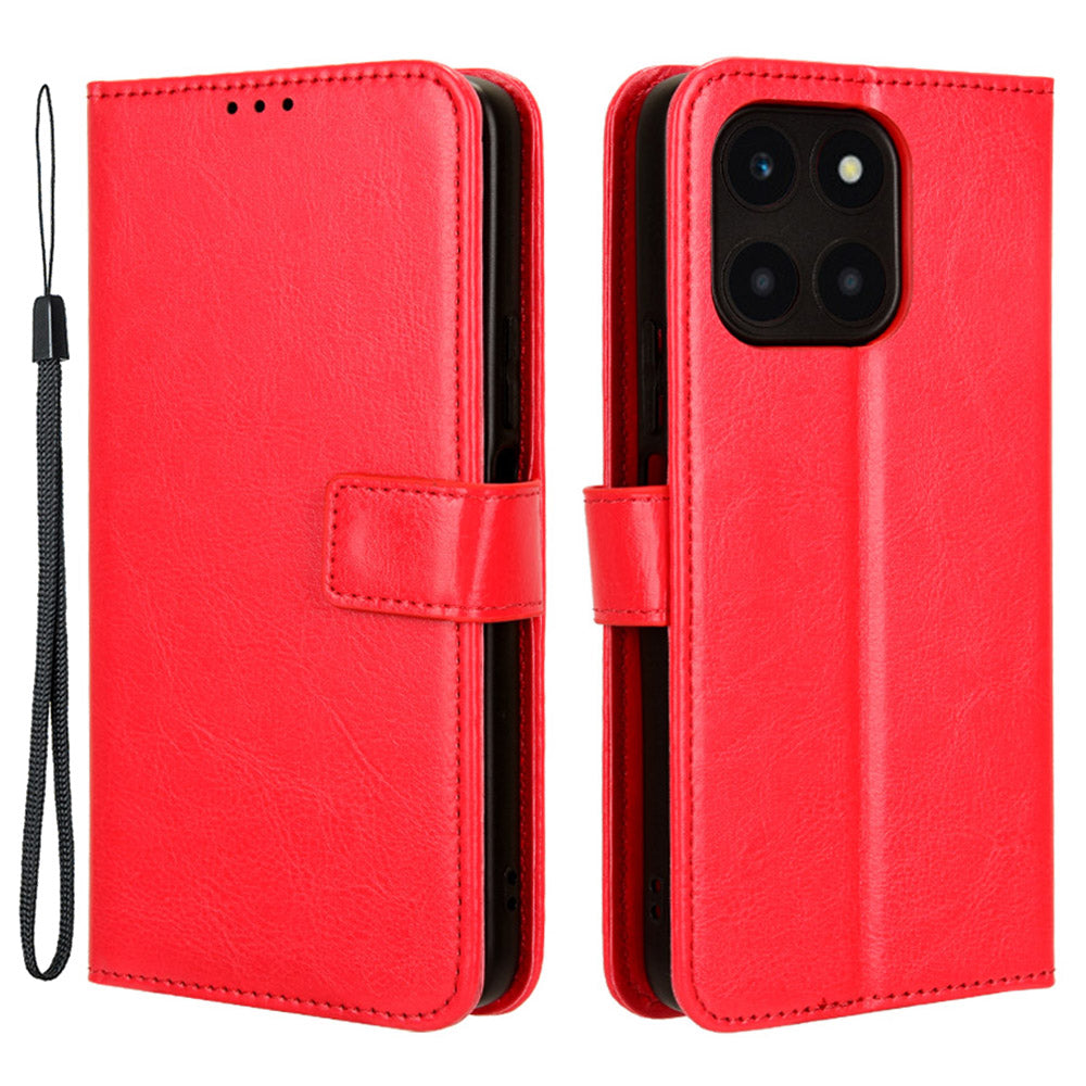 For Honor X6a 4G PU Leather Protective Case Crazy Horse Texture Phone Wallet Cover