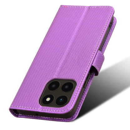 For Honor X6a 4G PU Leather Phone Case Diamond Texture Stand Protective Cell Phone Cover
