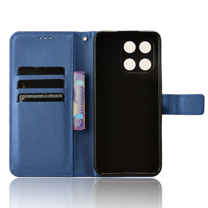 For Honor X6a 4G PU Leather Phone Case Diamond Texture Stand Protective Cell Phone Cover