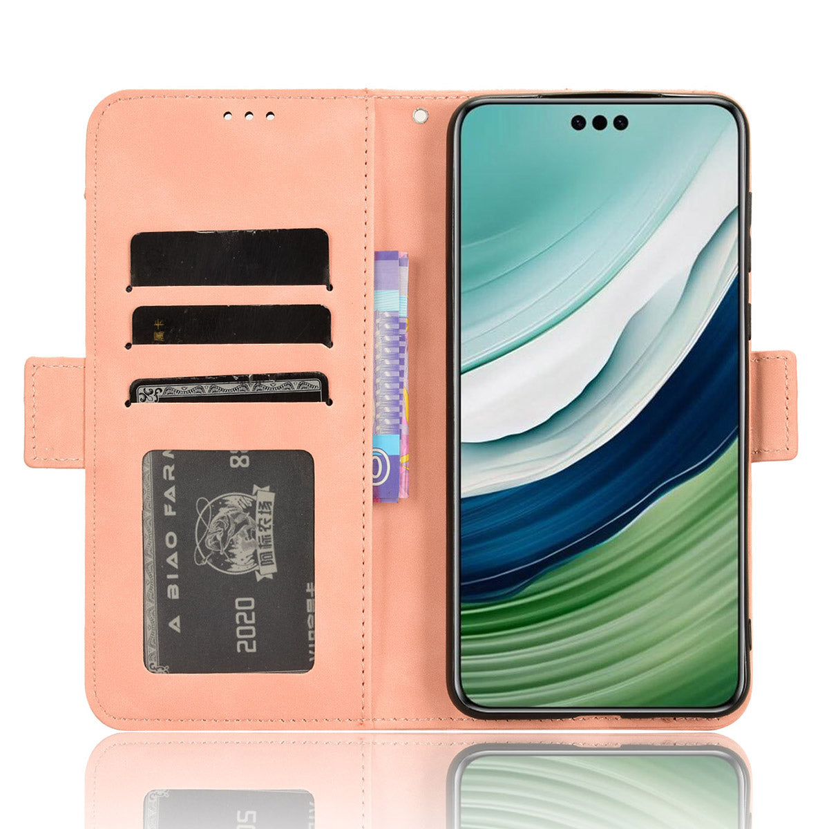 For Huawei Mate 60 Pro Multiple Card Slots PU Leather Phone Case Wallet Stand Protective Cover