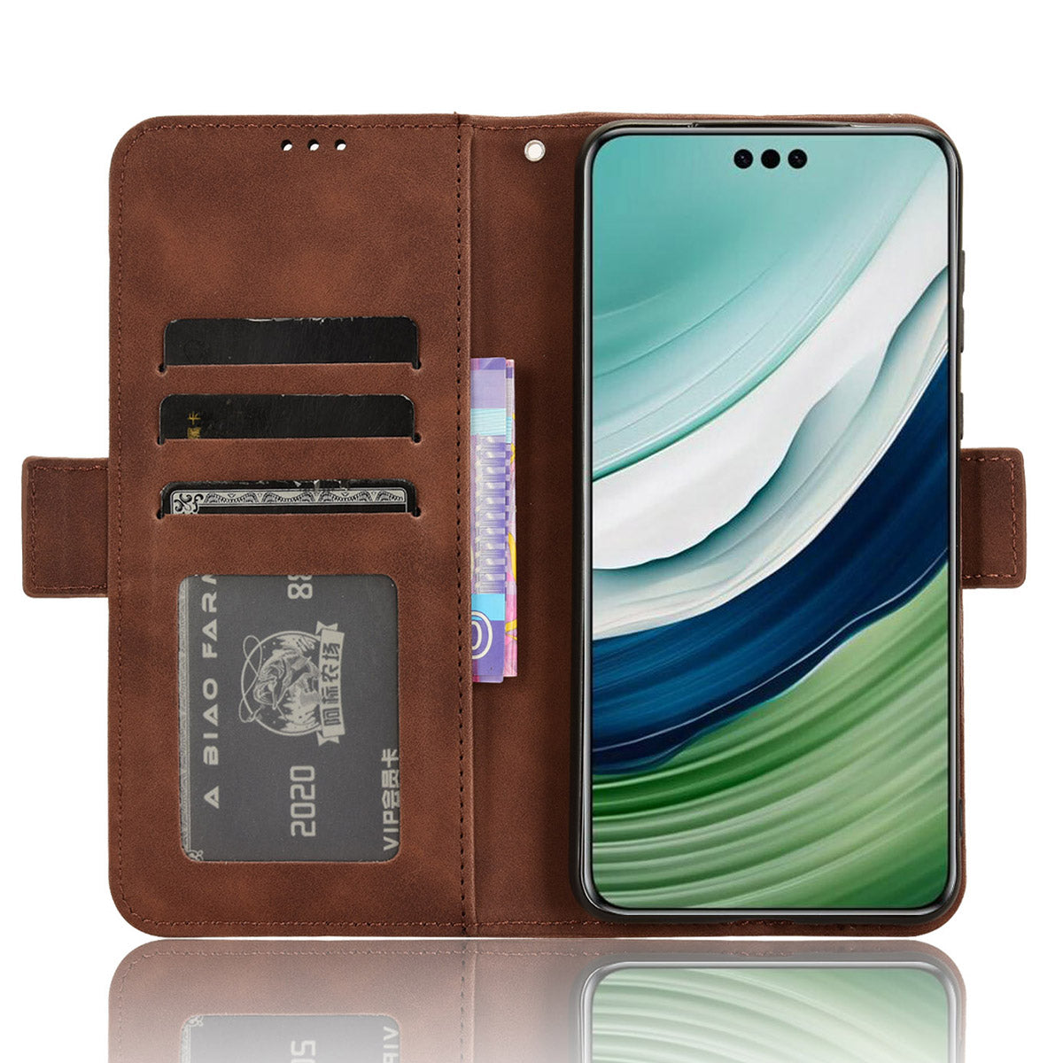 For Huawei Mate 60 Pro Multiple Card Slots PU Leather Phone Case Wallet Stand Protective Cover