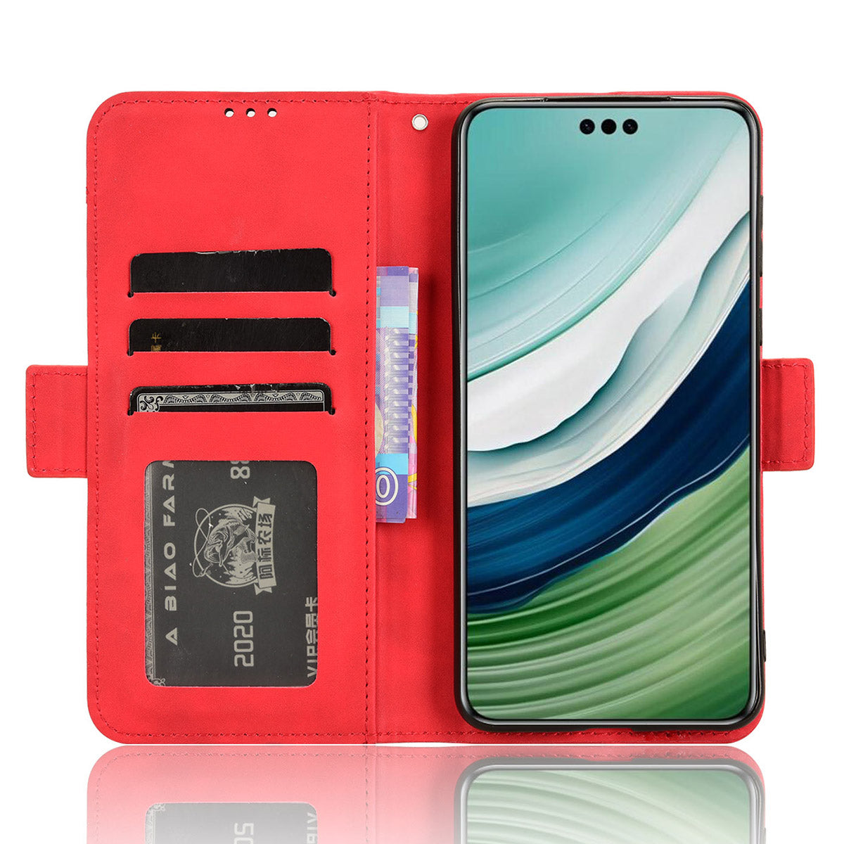 For Huawei Mate 60 Pro Multiple Card Slots PU Leather Phone Case Wallet Stand Protective Cover