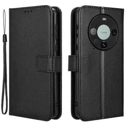 For Huawei Mate 60 Pro PU Leather Phone Case Stand Diamond Texture Protective Phone Cover