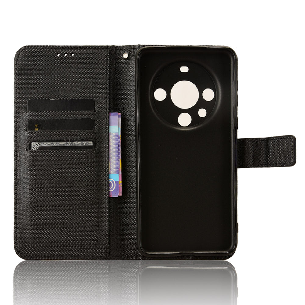 For Huawei Mate 60 Pro PU Leather Phone Case Stand Diamond Texture Protective Phone Cover
