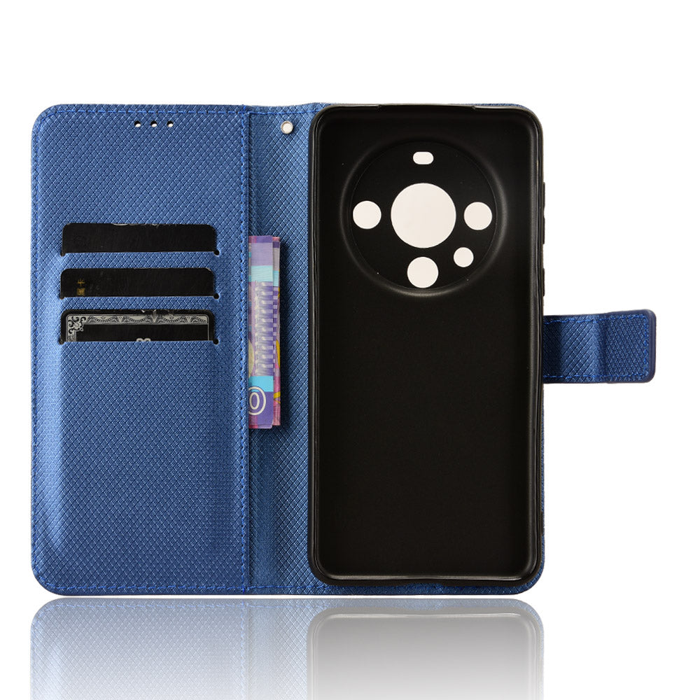 For Huawei Mate 60 Pro PU Leather Phone Case Stand Diamond Texture Protective Phone Cover