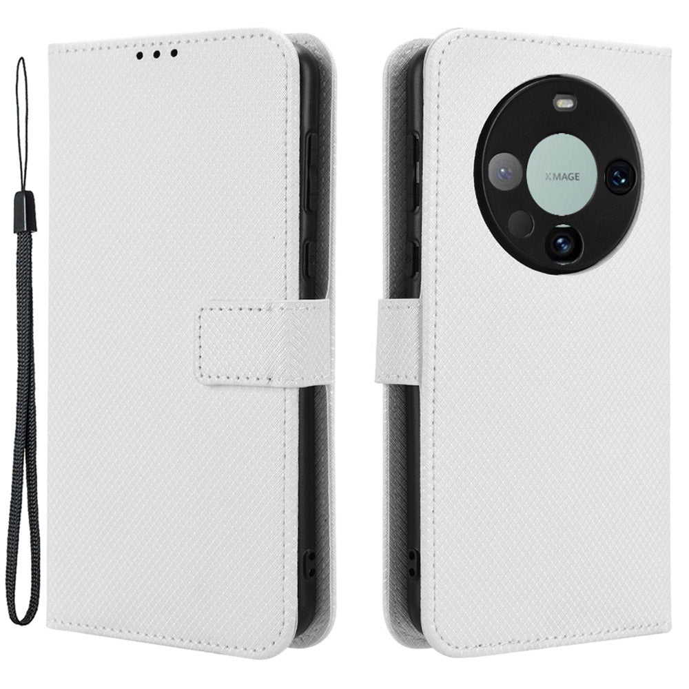 For Huawei Mate 60 Pro PU Leather Phone Case Stand Diamond Texture Protective Phone Cover