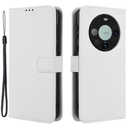 For Huawei Mate 60 Pro PU Leather Phone Case Stand Diamond Texture Protective Phone Cover