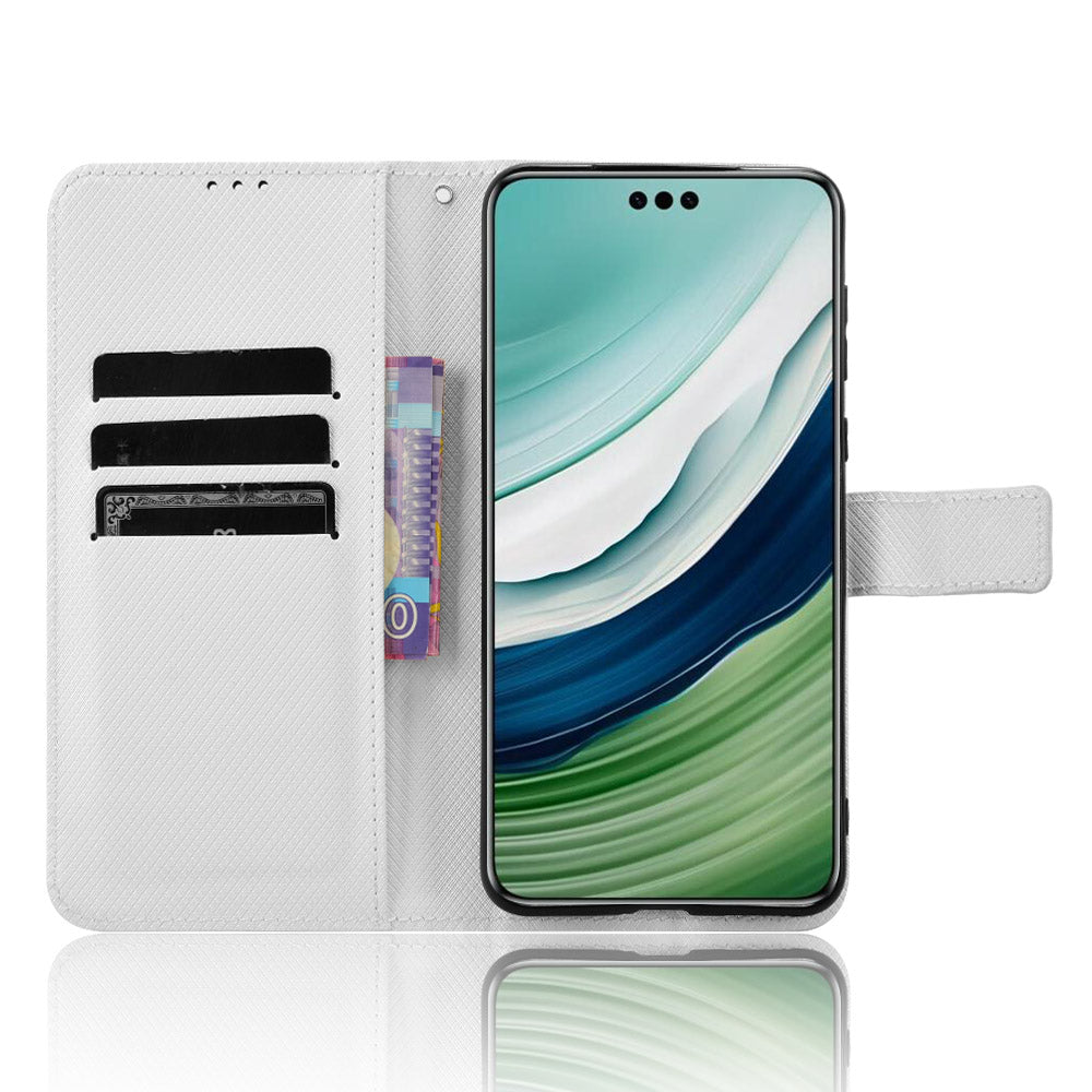 For Huawei Mate 60 Pro PU Leather Phone Case Stand Diamond Texture Protective Phone Cover