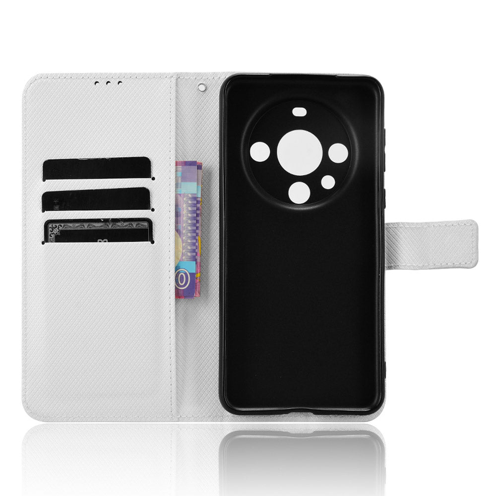 For Huawei Mate 60 Pro PU Leather Phone Case Stand Diamond Texture Protective Phone Cover