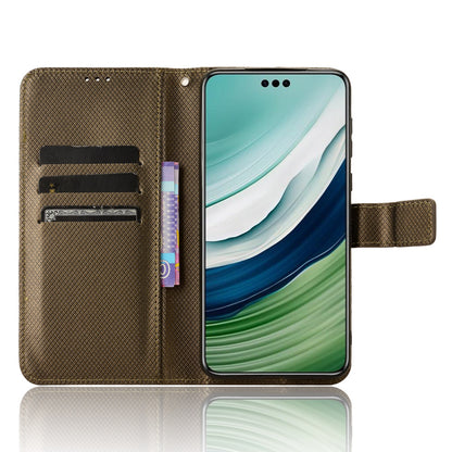 For Huawei Mate 60 Pro PU Leather Phone Case Stand Diamond Texture Protective Phone Cover