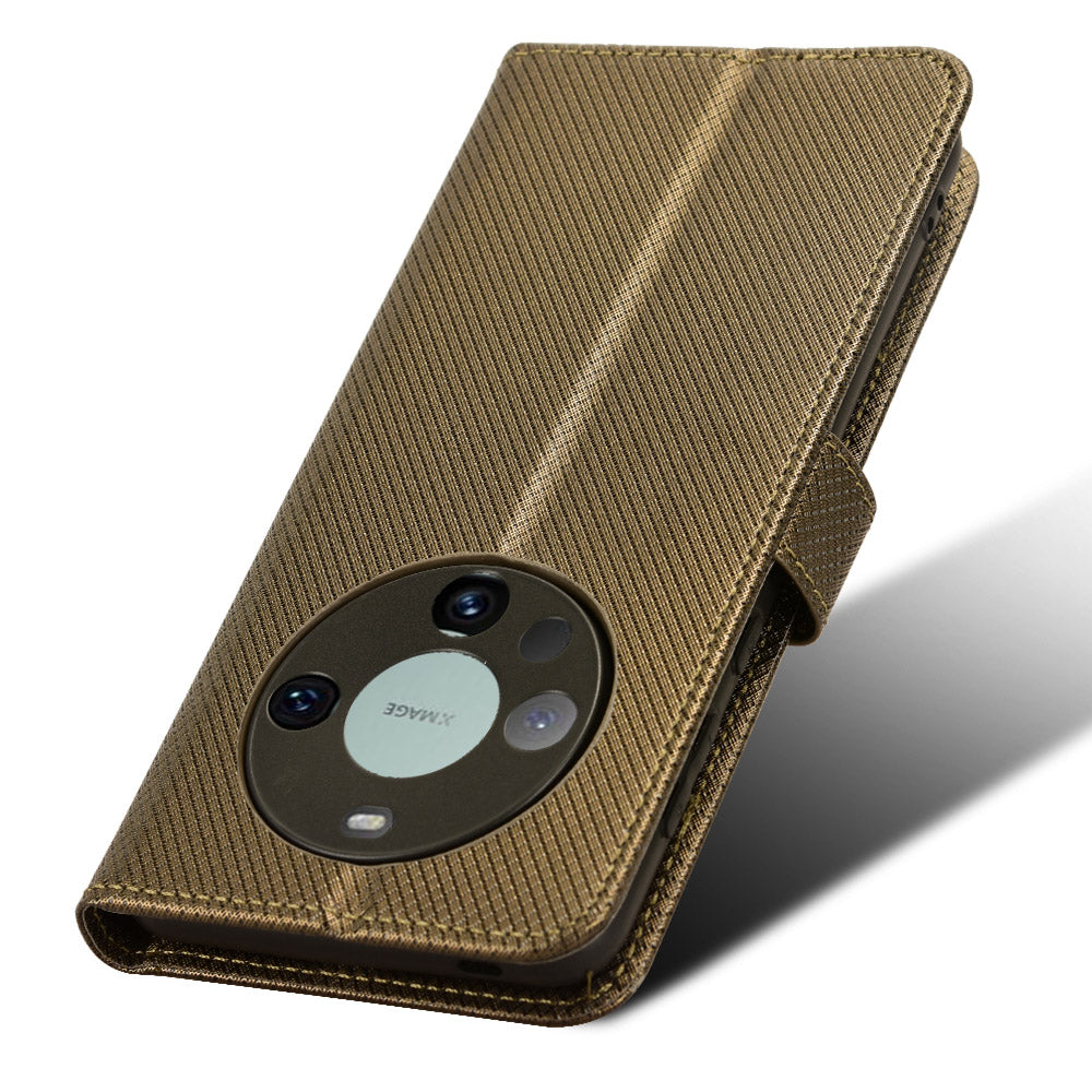 For Huawei Mate 60 Pro PU Leather Phone Case Stand Diamond Texture Protective Phone Cover