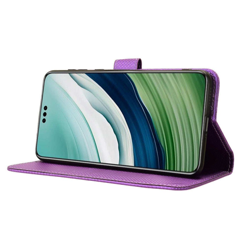 For Huawei Mate 60 Pro PU Leather Phone Case Stand Diamond Texture Protective Phone Cover