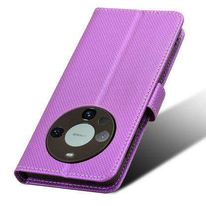 For Huawei Mate 60 Pro PU Leather Phone Case Stand Diamond Texture Protective Phone Cover