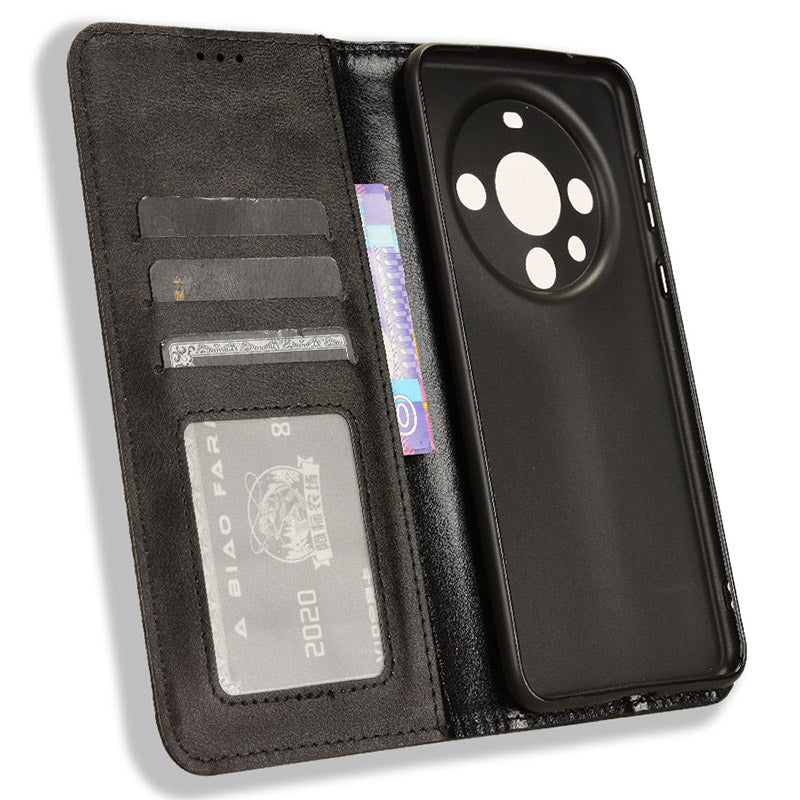 For Huawei Mate 60 Retro PU Leather Case Magnetic Auto-absorbed Wallet Stand Phone Cover