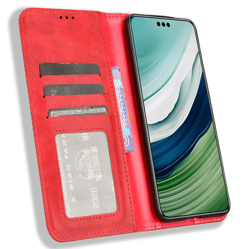 For Huawei Mate 60 Retro PU Leather Case Magnetic Auto-absorbed Wallet Stand Phone Cover