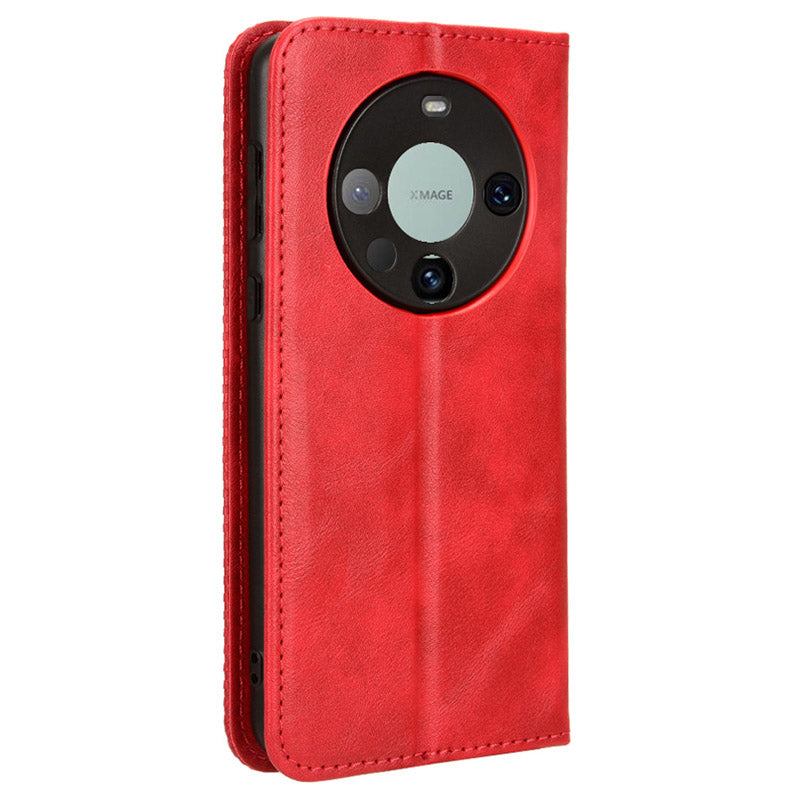 For Huawei Mate 60 Retro PU Leather Case Magnetic Auto-absorbed Wallet Stand Phone Cover