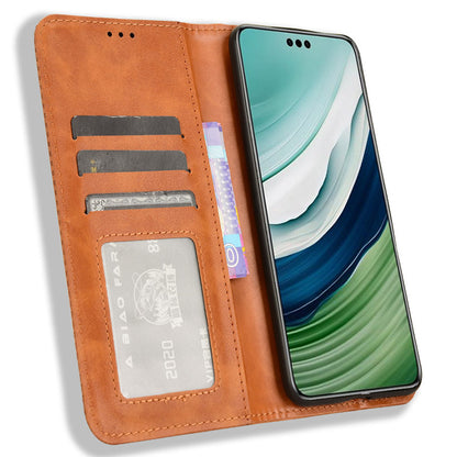For Huawei Mate 60 Retro PU Leather Case Magnetic Auto-absorbed Wallet Stand Phone Cover