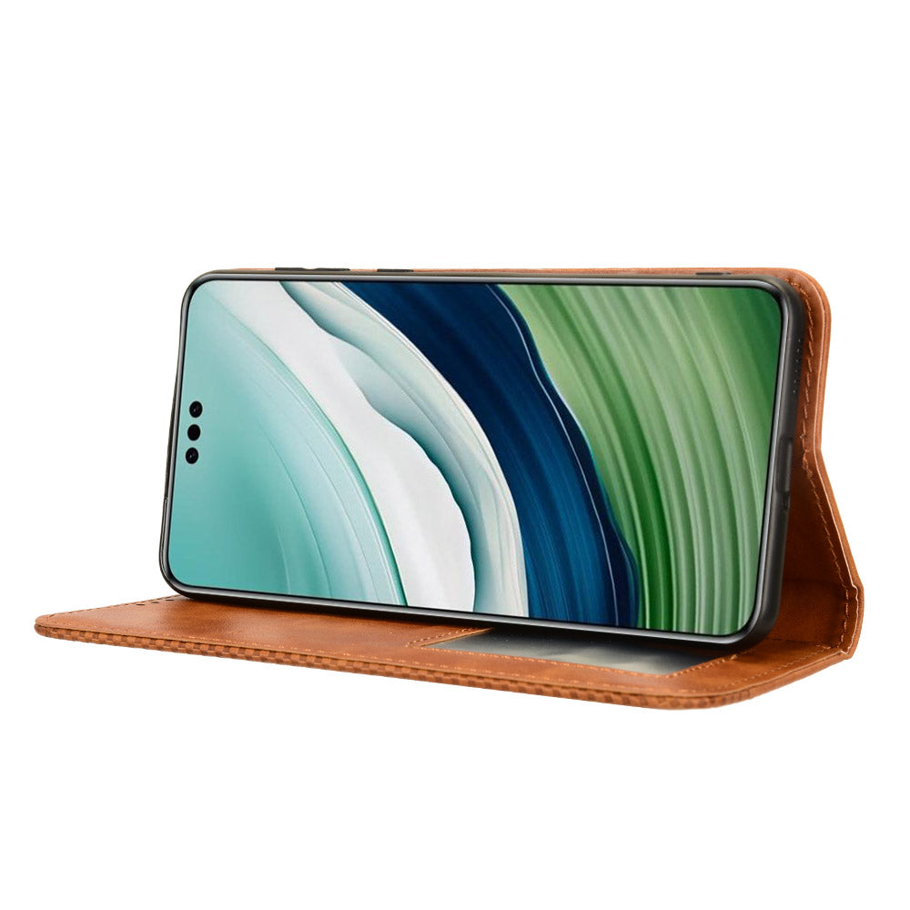 For Huawei Mate 60 Retro PU Leather Case Magnetic Auto-absorbed Wallet Stand Phone Cover