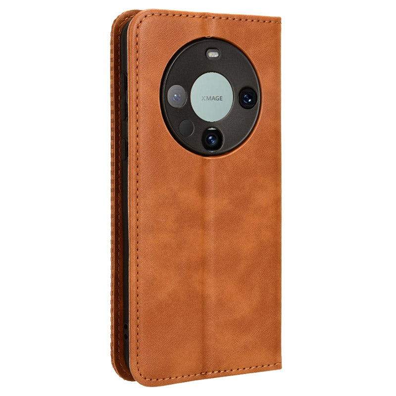 For Huawei Mate 60 Retro PU Leather Case Magnetic Auto-absorbed Wallet Stand Phone Cover