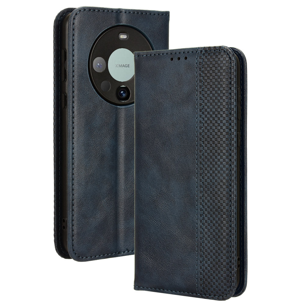 For Huawei Mate 60 Retro PU Leather Case Magnetic Auto-absorbed Wallet Stand Phone Cover