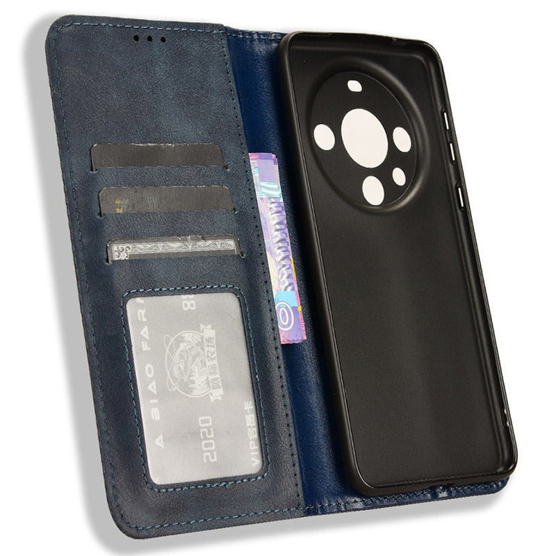 For Huawei Mate 60 Retro PU Leather Case Magnetic Auto-absorbed Wallet Stand Phone Cover