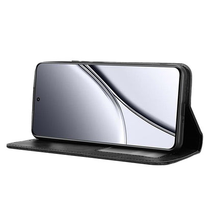 For Realme GT5 5G Retro PU Leather Wallet Case Folding Stand Drop-proof Phone Cover